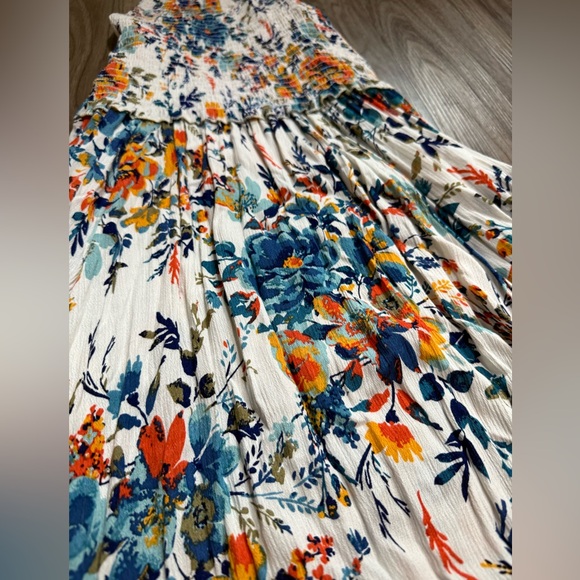 Angie Floral Maxi Dress in Blue and Orange - Picture 3 of 5